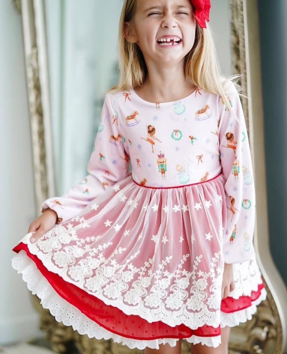 Love & Grow Nutcracker Dreams Layered Velvet and Tulle Holiday Christmas Dress 5